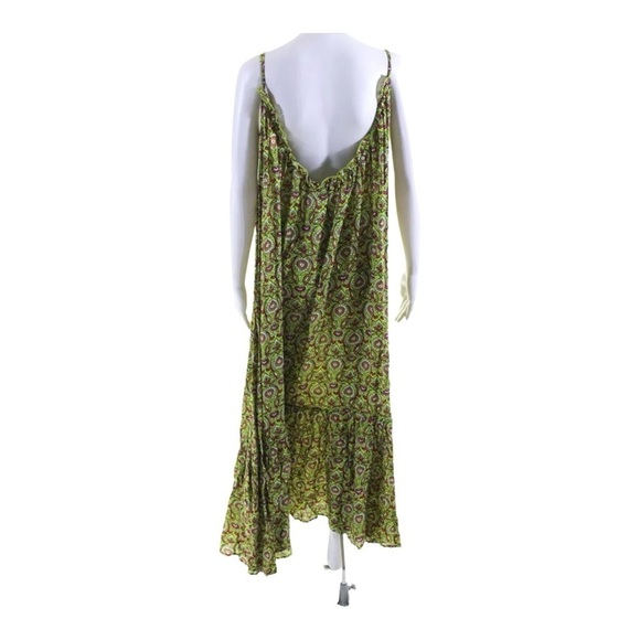 Anthropologie Green Paisley Maxi Dress Boho Flounce Lounge Beach Vacation S NWT - Picture 13 of 16